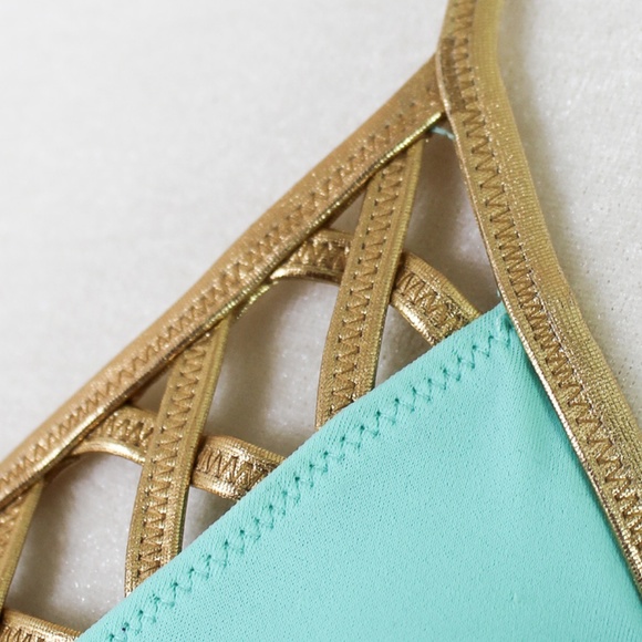 Victoria’s Secret Triangle top - Gold Braided Trim - Picture 5 of 8